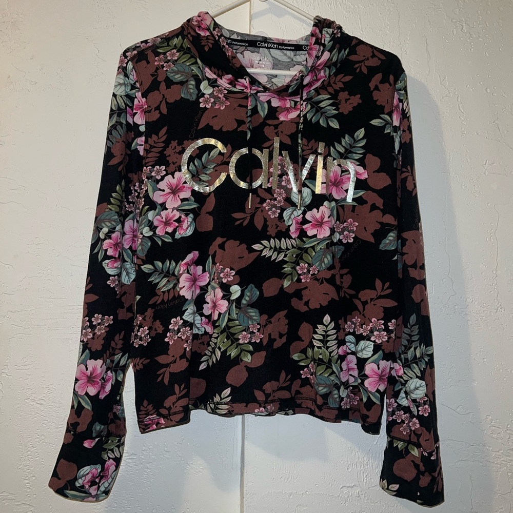 Calvin Klein Performance Black Floral Logo Hoodie